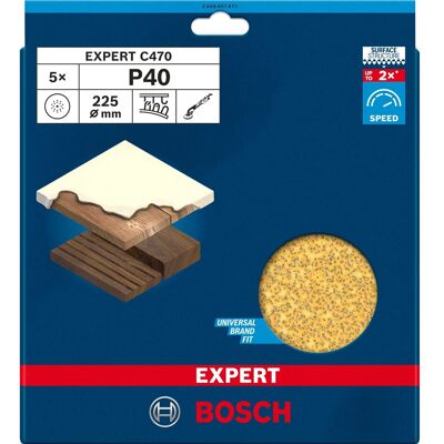 Bosch Schleifblatt C470 Ø 225 mm 5 x P40 Bosch Schleifblatt C470 Ø 225 mm 5 x P40