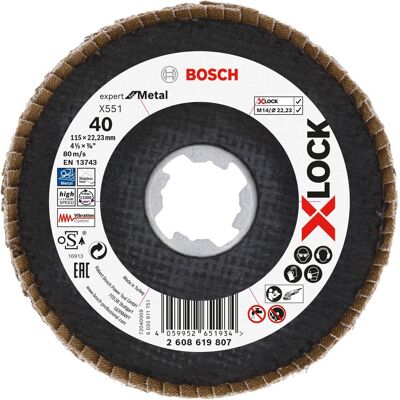 Bosch X-LOCK Fächerschleifscheibe 115mm - Metall - Körnung 40 Bosch X-LOCK Fächerschleifscheibe 115mm - Metall - Körnung 40