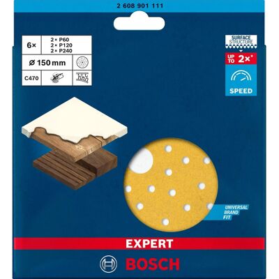 Bosch Expert Schleifblatt C470 Ø 150 mm K60-240 6-tlg. Bosch Expert Schleifblatt C470 Ø 150 mm K60-240 6-tlg.