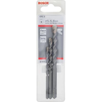 Bosch Betonbohrer-Set CYL-3 Silver Percussion 3-teilig Ø 5 mm - 8 mm Bosch Betonbohrer-Set CYL-3 Silver Percussion 3-teilig Ø 5 mm - 8 mm