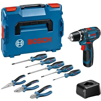 Bosch Professional Akku-Bohrschrauber GSR 12 V-15 Handwerkzeug-Set Bosch Professional Akku-Bohrschrauber GSR 12 V-15 Handwerkzeug-Set