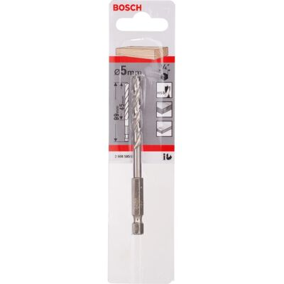 Bosch Holzspiralbohrer 1/4 Zoll-Sechskantschaft Ø 5 mm x 99 mm Bosch Holzspiralbohrer 1/4 Zoll-Sechskantschaft Ø 5 mm x 99 mm
