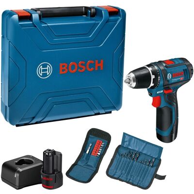 Bosch Professional Akku-Bohrschrauber GSR 12V-15 mit 2 Akkus & Zubehör im Koffer Bosch Professional Akku-Bohrschrauber GSR 12V-15 mit 2 Akkus & Zubehör im Koffer