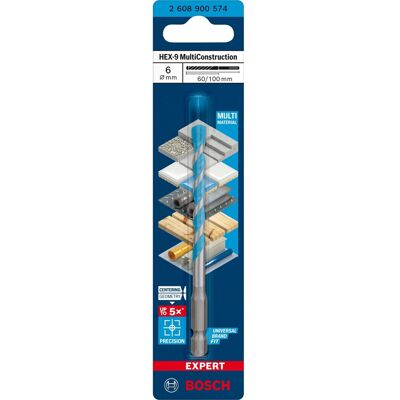 Bosch Expert Multi Construction Bohrer Hex-9 Ø 6 mm x 60 mm x 100 mm Bosch Expert Multi Construction Bohrer Hex-9 Ø 6 mm x 60 mm x 100 mm