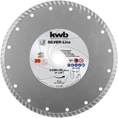 kwb Diamant-Trennscheibe mit Turborand für Stein und Fliesen Ø 230 x 1,6 mm kwb Diamant-Trennscheibe mit Turborand für Stein und Fliesen Ø 230 x 1,6 mm