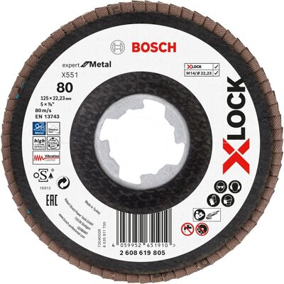 Bosch X-LOCK Metall Schleifscheibe - 125mm Körnung 80 Bosch X-LOCK Metall Schleifscheibe - 125mm Körnung 80