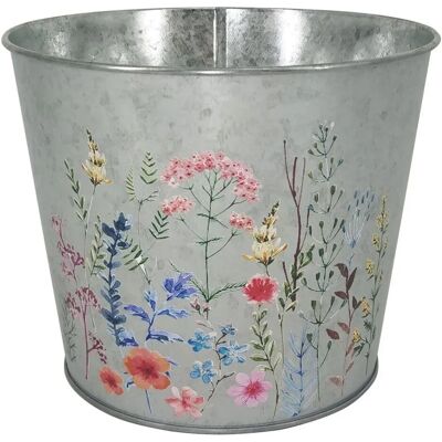 A.H.G.Übertopf Metall Verzinkt Rund Blumenaufdruck Ø 19,5 cm x 15,5 cm Silber A.H.G.Übertopf Metall Verzinkt Rund Blumenaufdruck Ø 19,5 cm x 15,5 cm Silber