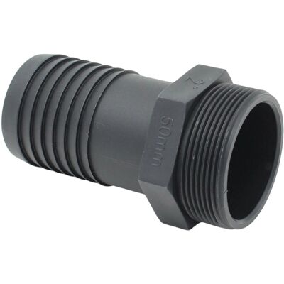 Adapter 59,6 mm (G 2 Zoll) AG auf Schlauchtülle 50 mm (2 Zoll) PP Adapter 59,6 mm (G 2 Zoll) AG auf Schlauchtülle 50 mm (2 Zoll) PP