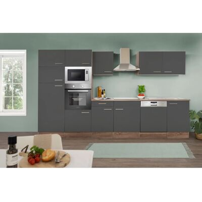 Respekta Küchenzeile KB340EYGMIGKE 340 cm Grau Seidengl.-Eiche York Nachbildung Respekta Küchenzeile KB340EYGMIGKE 340 cm Grau Seidengl.-Eiche York Nachbildung