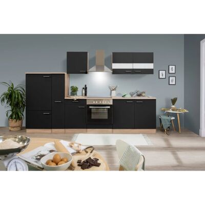 Respekta Küchenzeile KB300ESSC 300 cm Schwarz-Eiche Sägerau Nachbildung Respekta Küchenzeile KB300ESSC 300 cm Schwarz-Eiche Sägerau Nachbildung