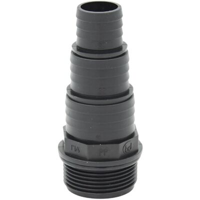 Stufen-Schlauchtülle 41,9 mm (G 1 1/4 Zoll) AG auf Schlauchtülle 38/32/25 mm PP Stufen-Schlauchtülle 41,9 mm (G 1 1/4 Zoll) AG auf Schlauchtülle 38/32/25 mm PP