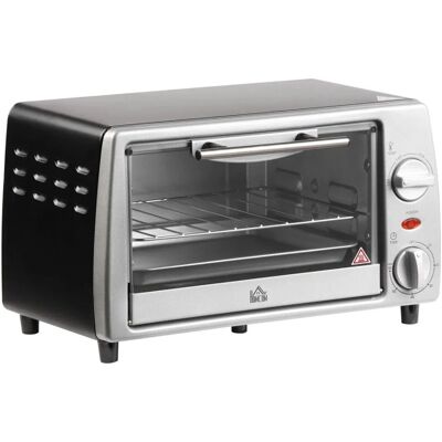 HOMCOM Minibackofen Metall Gehärtetes Glas Silber 36,5L x 26B x 22H cm HOMCOM Minibackofen Metall Gehärtetes Glas Silber 36,5L x 26B x 22H cm
