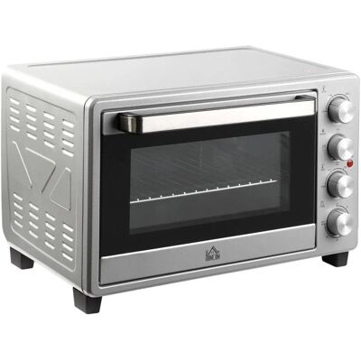 HOMCOM Mini Backofen 32L mit Grillrost Backblech 3 Kochmodi mit Timer Silber HOMCOM Mini Backofen 32L mit Grillrost Backblech 3 Kochmodi mit Timer Silber