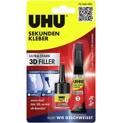 Uhu Sekundenkleber 3D Filler 3g + 9g Uhu Sekundenkleber 3D Filler 3g + 9g