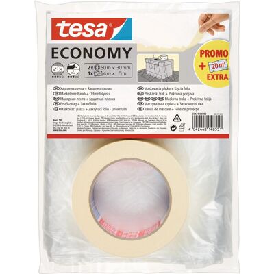 Tesa Malerband-Set Economy 2 x 50 m x 30 mm inkl. Folie Tesa Malerband-Set Economy 2 x 50 m x 30 mm inkl. Folie