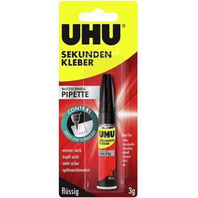 Uhu Sekundenkleber Blitzschnell Pipette 3 g Uhu Sekundenkleber Blitzschnell Pipette 3 g