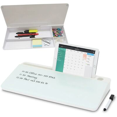 Relaxdays Schreibtisch Organizer Kunststoff Glas Weiß mit Whiteboard 5,5 cm x 40 cm x 18 cm 1,2 kg Relaxdays Schreibtisch Organizer Kunststoff Glas Weiß mit Whiteboard 5,5 cm x 40 cm x 18 cm 1,2 kg