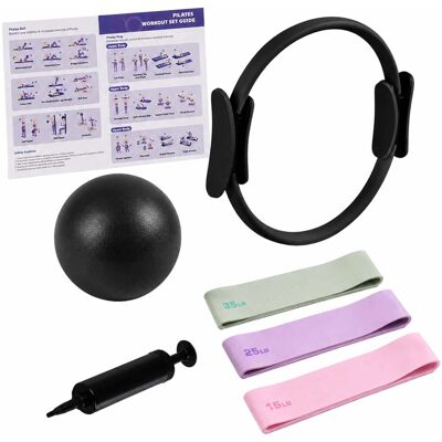 Relaxdays Pilates-Set Kunststoff Schwarz 6-teilig Inklusive Pumpe ø 38 cm ø 23 cm Relaxdays Pilates-Set Kunststoff Schwarz 6-teilig Inklusive Pumpe ø 38 cm ø 23 cm