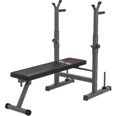 HOMCOM Hantelbank Stahl Kunstleder Schwarz+Grau 140L x 73B x 98 122H cm HOMCOM Hantelbank Stahl Kunstleder Schwarz+Grau 140L x 73B x 98 122H cm