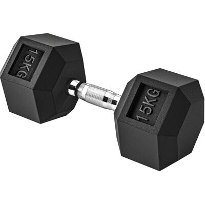 HOMCOM Hexagon Griff Gerändelt Gewichte Metall Gummi Schwarz 1 x 15 Kg HOMCOM Hexagon Griff Gerändelt Gewichte Metall Gummi Schwarz 1 x 15 Kg