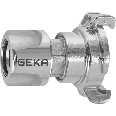 Geka plus-Stecksystem-Übergangsstück mit Klaue und Steckbuchse Cr Karte Silber Geka plus-Stecksystem-Übergangsstück mit Klaue und Steckbuchse Cr Karte Silber