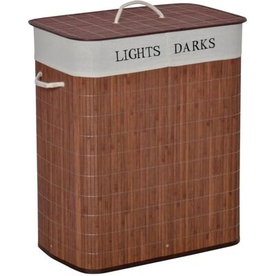 HOMCOM 100L Wäschekorb mit 3 Griffe Bambus Metall Braun Weiß 52 x 32 x 63 cm HOMCOM 100L Wäschekorb mit 3 Griffe Bambus Metall Braun Weiß 52 x 32 x 63 cm