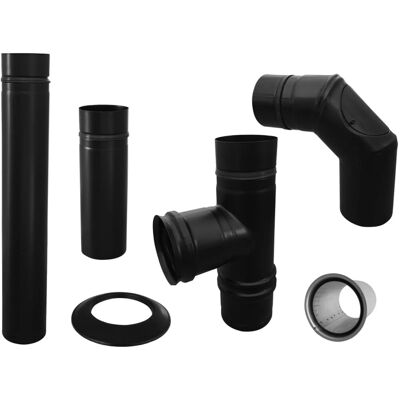 Firefix Anschluss-Set für Pelletofenrohr Schwarz 80 mm Durchmesser Firefix Anschluss-Set für Pelletofenrohr Schwarz 80 mm Durchmesser