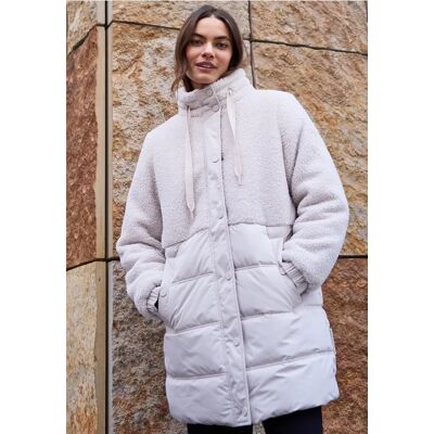 cecil Teddy Mantel mit Strukturmix - Weiß - Damen - Size: XXL XL L cecil Teddy Mantel mit Strukturmix - Weiß - Damen - Size: XXL XL L