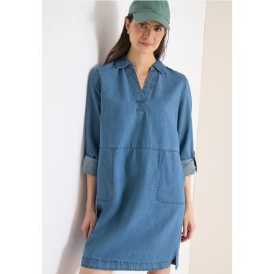 cecil Knielanges Kleid im Denim-Look - Blau - Damen - Size: S XXL XS XL M L cecil Knielanges Kleid im Denim-Look - Blau - Damen - Size: S XXL XS XL M L