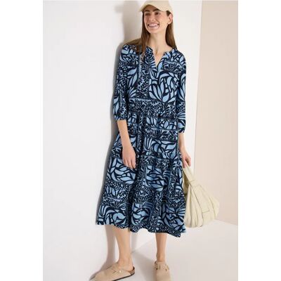 cecil Midi-Kleid mit Patchwork-Print - Blau - Damen - Size: L XL M cecil Midi-Kleid mit Patchwork-Print - Blau - Damen - Size: L XL M
