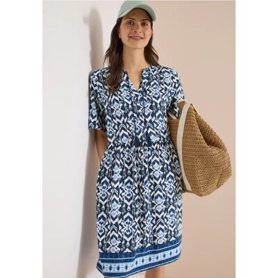cecil Knielanges Kleid mit grafischem Muster - Blau - Damen - Size: XS XXL M 3XL XL L cecil Knielanges Kleid mit grafischem Muster - Blau - Damen - Size: XS XXL M 3XL XL L
