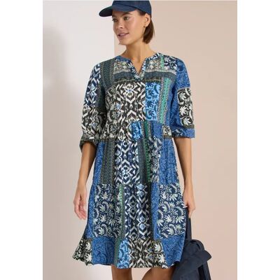 cecil Knielanges Kleid in Seersuckerqualität - Blau - Damen - Size: XL L XXL M 3XL cecil Knielanges Kleid in Seersuckerqualität - Blau - Damen - Size: XL L XXL M 3XL