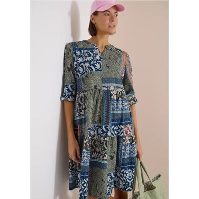 cecil Knielanges Kleid in Seersuckerqualität - Grün - Damen - Size: XXL S XL 3XL L M cecil Knielanges Kleid in Seersuckerqualität - Grün - Damen - Size: XXL S XL 3XL L M