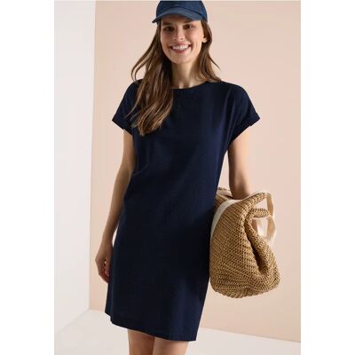 cecil Knielanges Kleid mit Seersuckerstruktur - Blau - Damen - Size: XS XXL M L XL 3XL S cecil Knielanges Kleid mit Seersuckerstruktur - Blau - Damen - Size: XS XXL M L XL 3XL S