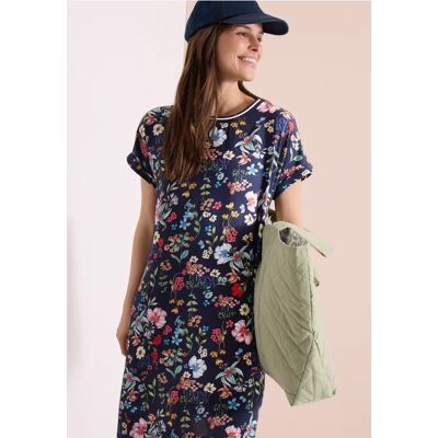 cecil Knielanges Kleid mit floralem Muster - Blau - Damen - Size: XXL XL L cecil Knielanges Kleid mit floralem Muster - Blau - Damen - Size: XXL XL L