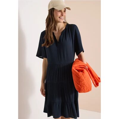 cecil Knielanges Kleid in Crepe-Struktur - Blau - Damen - Size: L XL XXL cecil Knielanges Kleid in Crepe-Struktur - Blau - Damen - Size: L XL XXL
