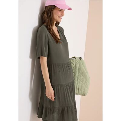cecil Knielanges Kleid in Crepe-Struktur - Grün - Damen - Size: XXL L XL cecil Knielanges Kleid in Crepe-Struktur - Grün - Damen - Size: XXL L XL