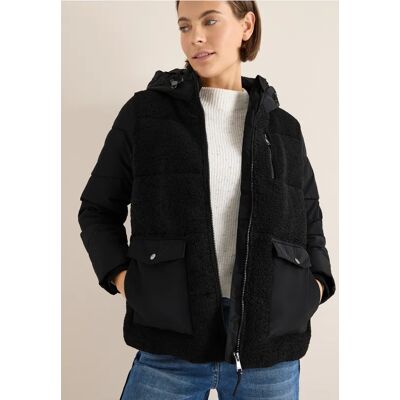 cecil Teddy Jacke mit Strukturmix - Schwarz - Damen - Size: S M L XXL XL cecil Teddy Jacke mit Strukturmix - Schwarz - Damen - Size: S M L XXL XL