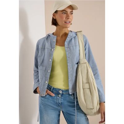 cecil Overshirt mit Kapuze und Streifen - Blau - Damen - Size: XXL L M XL cecil Overshirt mit Kapuze und Streifen - Blau - Damen - Size: XXL L M XL