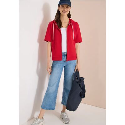 cecil Kurzarm Sweatjacke mit Kapuze - Rot - Damen - Size: XXL XL M S L cecil Kurzarm Sweatjacke mit Kapuze - Rot - Damen - Size: XXL XL M S L
