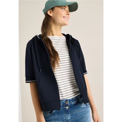 cecil Kurzarm Sweatjacke mit Kapuze - Blau - Damen - Size: XL S XXL M L cecil Kurzarm Sweatjacke mit Kapuze - Blau - Damen - Size: XL S XXL M L