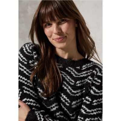 cecil Kuscheliger Jaquard Pullover - Schwarz - Damen - Size: XL XXL L cecil Kuscheliger Jaquard Pullover - Schwarz - Damen - Size: XL XXL L