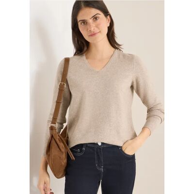 cecil Kuscheliger V-Neck Pullover - Beige - Damen - Size: XS XL L M S cecil Kuscheliger V-Neck Pullover - Beige - Damen - Size: XS XL L M S