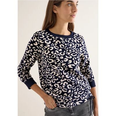 cecil Sweatshirt mit Leo-Muster - Blau - Damen - Size: XXL XL L XS cecil Sweatshirt mit Leo-Muster - Blau - Damen - Size: XXL XL L XS