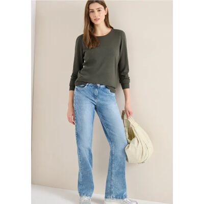 cecil Langarm Pullover mit Rippdetail - Grün - Damen - Size: XS L XXL XL S M cecil Langarm Pullover mit Rippdetail - Grün - Damen - Size: XS L XXL XL S M