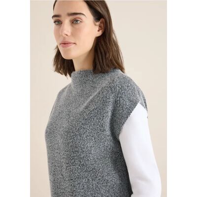 cecil Two-Tone Federgarn Pullunder - Schwarz - Damen - Size: L XL cecil Two-Tone Federgarn Pullunder - Schwarz - Damen - Size: L XL