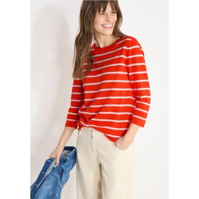 cecil Gestreifter Pullover - Orange - Damen - Size: XS S XXL XL L M cecil Gestreifter Pullover - Orange - Damen - Size: XS S XXL XL L M
