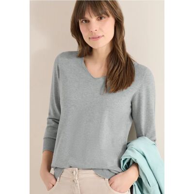 cecil Langarm Pullover mit Rippdetail - Grau - Damen - Size: L M S XS XXL XL cecil Langarm Pullover mit Rippdetail - Grau - Damen - Size: L M S XS XXL XL