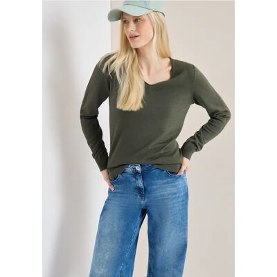 cecil Langarm Pullover mit Rippdetail - Grün - Damen - Size: XL L XS M XXL S cecil Langarm Pullover mit Rippdetail - Grün - Damen - Size: XL L XS M XXL S