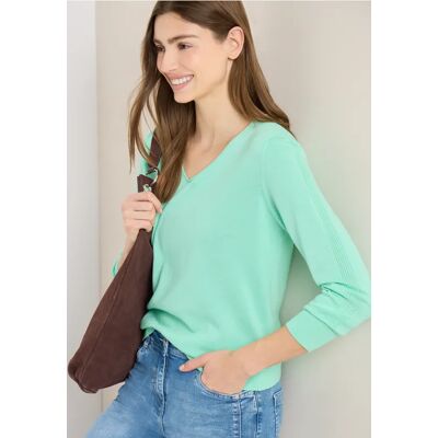cecil Langarm Pullover mit Rippdetail - Grün - Damen - Size: XL XXL M L S cecil Langarm Pullover mit Rippdetail - Grün - Damen - Size: XL XXL M L S